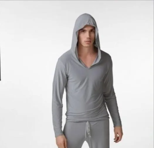 Homens conjuntos de sono manga completa sexy mens robes sleep set hoodies terno fatos de banho sleepwear roupão de banho roupas casaco de pijama