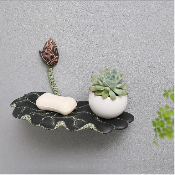 Creative Chinese Wall-mounted Soap Box badkamer gebruiksvoorwerpen hotel club project huishoudelijke toiletartikelen plank lotus bladrek