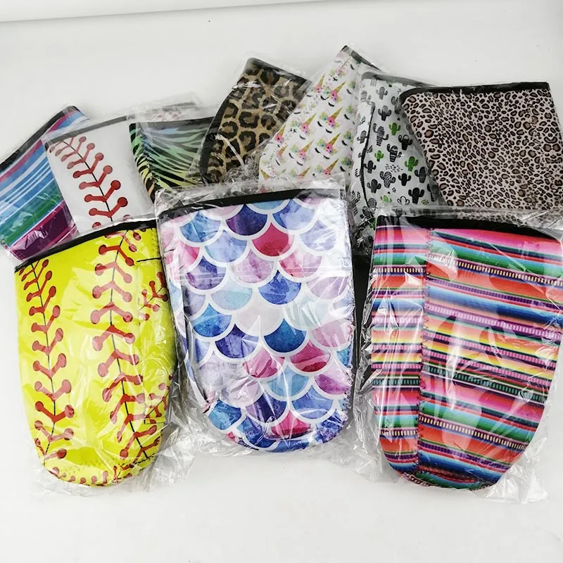 Imprimé léopard arc-en-ciel licorne baseball softball Cactus couverture de bouteille d'eau en néoprène isolé sac à manches étui pochette pour gobelet de 30 oz