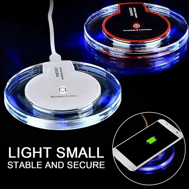 Qi Wireless Charger Carger Pad Portable Fantasy Crystal Universal LED Lighting Tablet K9 Ładowanie dla I11 XS Max Samsung S10E Plus