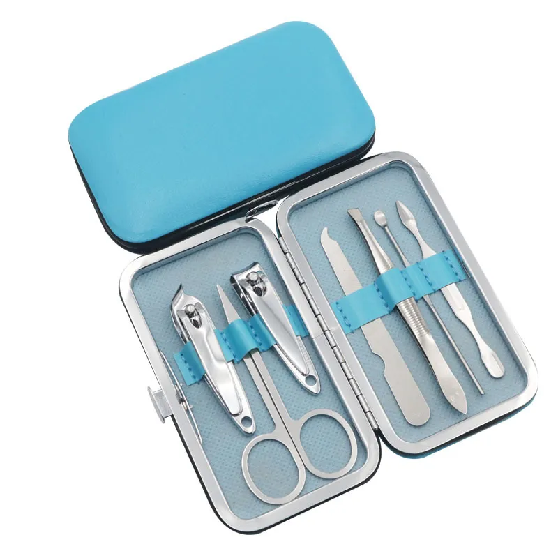 7 stks / set Nail Care Tools Manicure Sets Nail Clippers Nail Scissors Tweezer Manicure Pedicure Set Travel Grooming Kit
