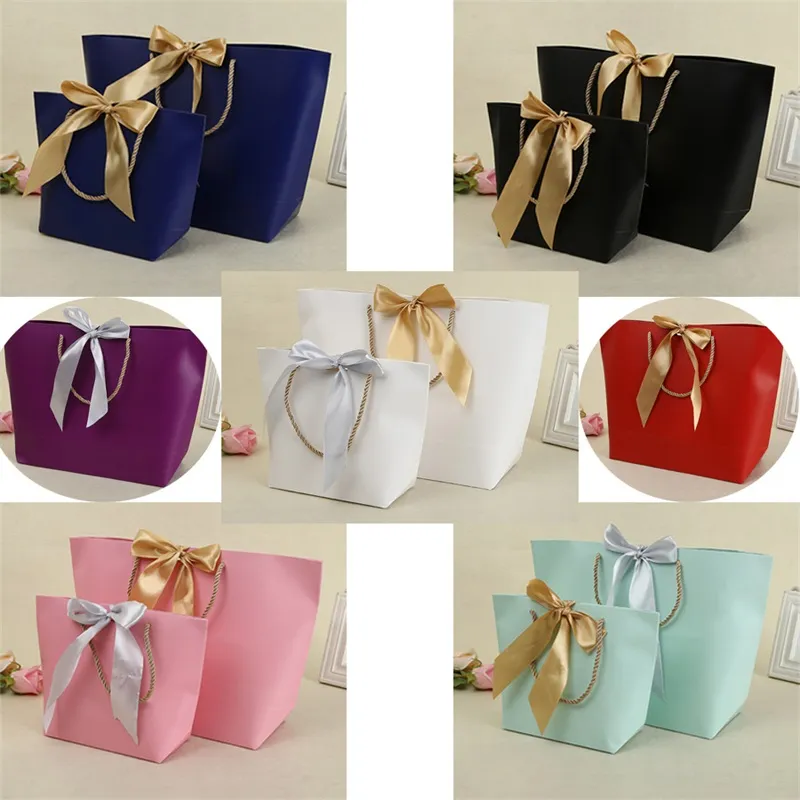Paper Gifts Bags With Handles Pure Color 10 Colors Clothes Shoe Jewelry Shopping Bag Gift Wrap Recyclable For Packaging 21*7*17cm 1 42jy E1