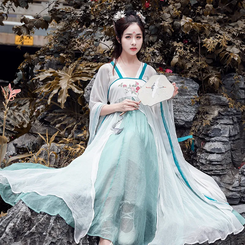 Женщины Косплей Фея Костюм Hanfu Одежда Китайский Традиционный Древний Платье Танцевальная Сценическая одежда Тан Династия Принцесса Наряд