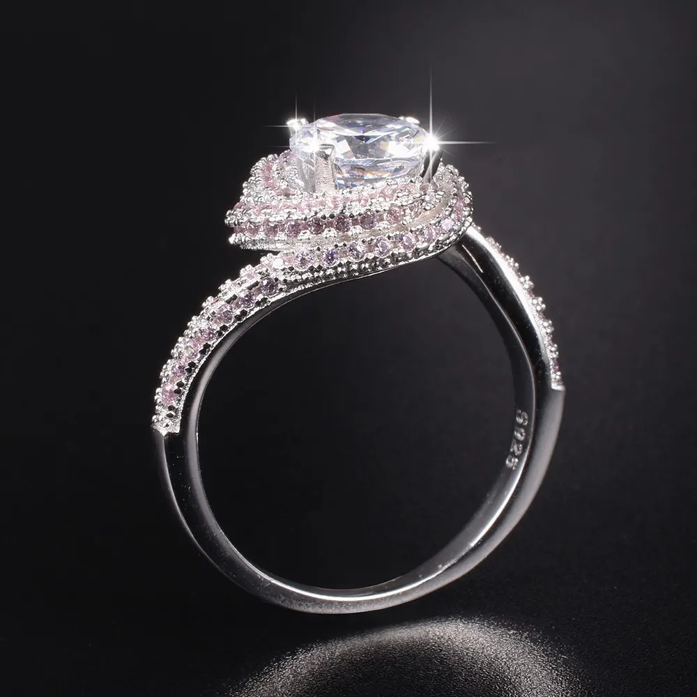 Echte solide 100 % 925 Sterling Silber Ringe für Frauen Luxus 3 Karat SONA Diamant Verlobungsring Hochzeit Schmuck Größe 5-10