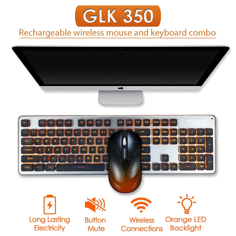 GLK350 Ensemble clavier et souris de jeu lumineux rechargeables