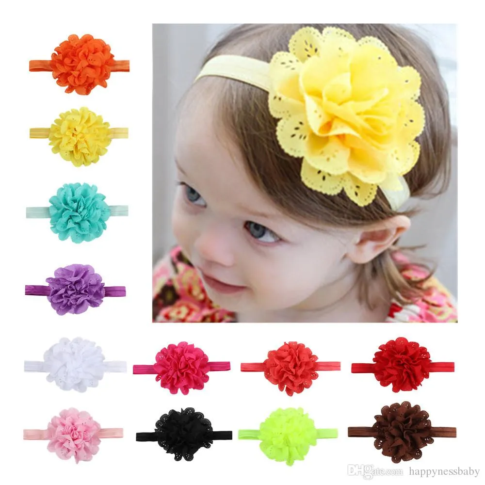 12 couleurs fleurs bandeaux bébé enfants bâtons de cheveux élastiques enfants accessoires de cheveux fleurs filles bandes de tête infantile bandeau