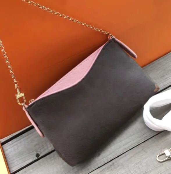 Nouveau classique Cluth impression fleurs chaîne sacs en cuir véritable portefeuille carte bandoulière sac à main femmes épaule messager sac à main
