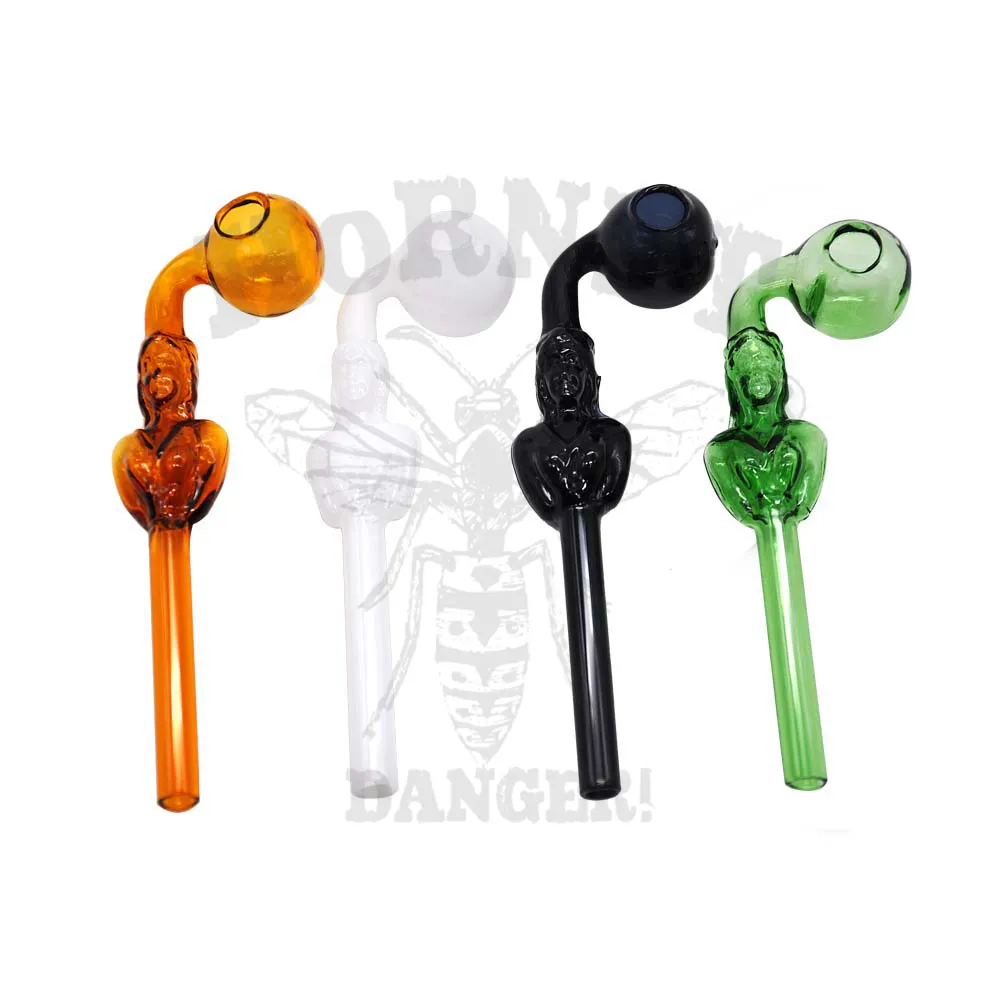 Beauty Women Style Glass Smoking Handle Pipe Pyrex Spiral Oil Burner