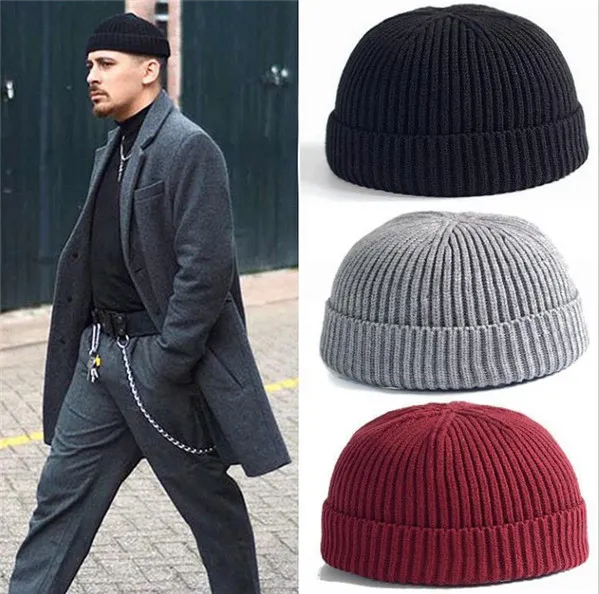 homens chapéu legal e mulheres de inverno / inverno 2019 cor sólida versátil melancia hip hop cap ski gorro de malha