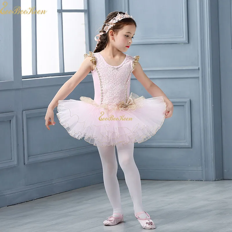 Rosa lindo lago de los cisnes traje de baile de Ballet para niñas Ropa de  baile tutú de encaje leotardo vestido de Ballet niña niños bailarina ropa