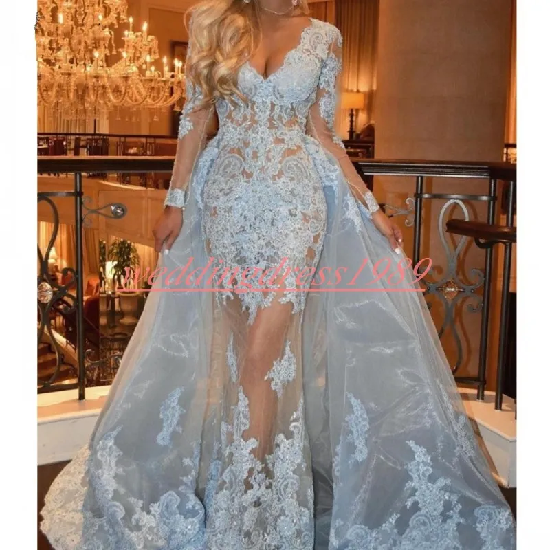 Baby blue long sleeve prom best sale dress
