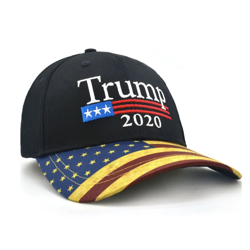 قبعات دونالد ترامب القابلة للتعديل 2020 تجعل أمريكا رائعة مرة أخرى مطرزة بقبعة بيسبول من القطن الأسود موضة الولايات المتحدة الأمريكية طباعة علم قبعة رياضية للبالغين