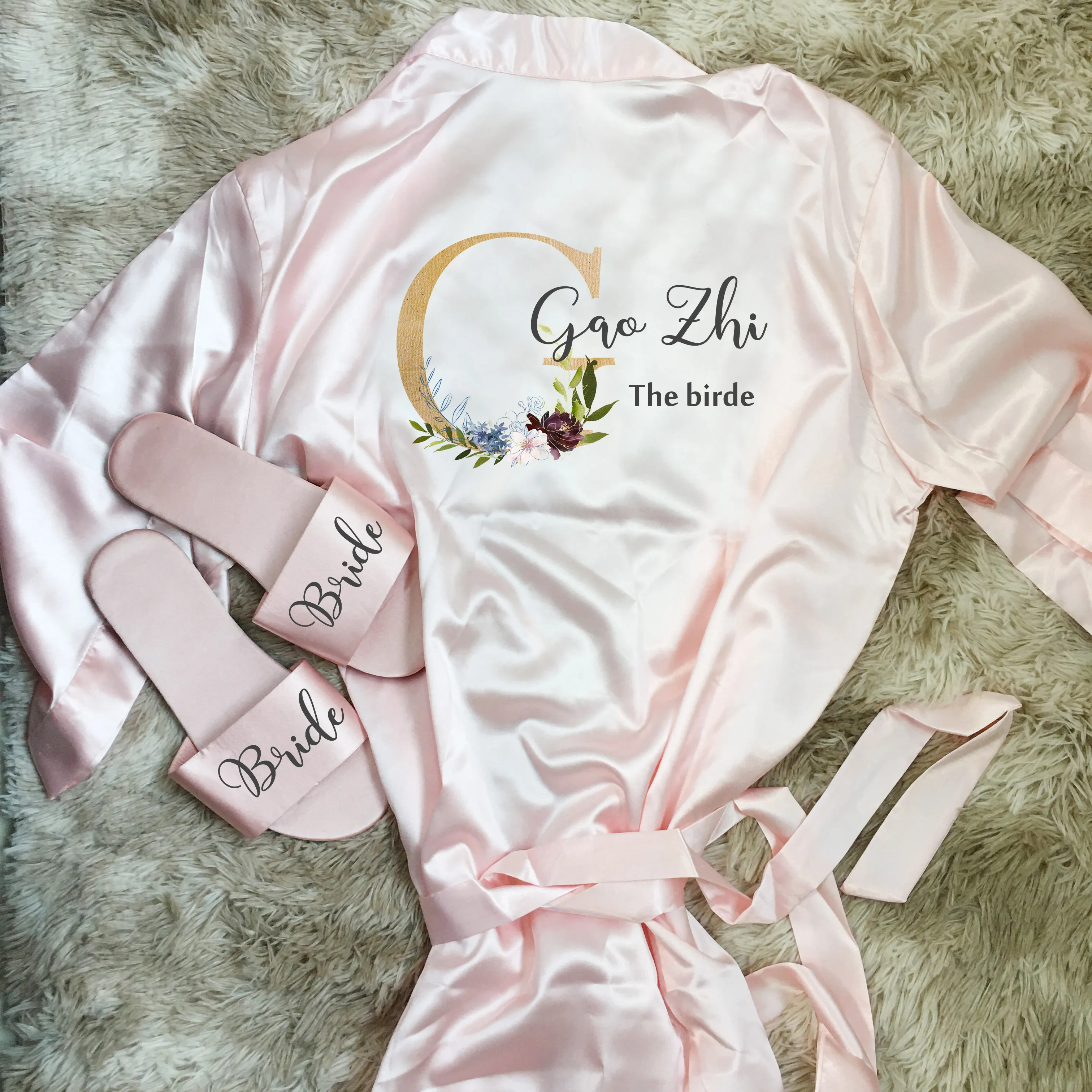 Personalized Bride robe Bridesmaid kimono robes printing flower for wedding birthday party gifts 1pcs 286I