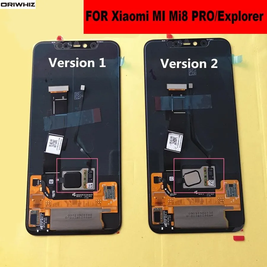 Oriwhiz för Xiaomi MI8 PRO MI 8 Explorer In-Screen Fingeravtryck LCD-skärm + pekskärmsdigitatörsaggregatbyte