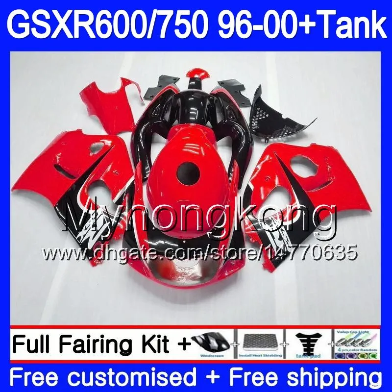Bodys + Gloss red blk Tank for SUZUKI SRAD GSXR 750 600 1996 1997 1998 1998 1999 291HM.65 GSXR600 GSXR-750 GSXR750 96 97 98 99 00 Fairing