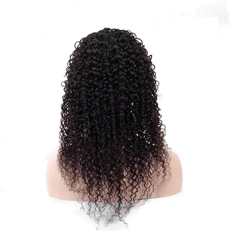 Billiga Kinky Curly Lace Front 4 * 4 Stängning Paryk för afrikansk amerikan Kvinnor Brasiliansk Curly Virgin Human Hair Lace Wig 180% Densitet 10-24 tum