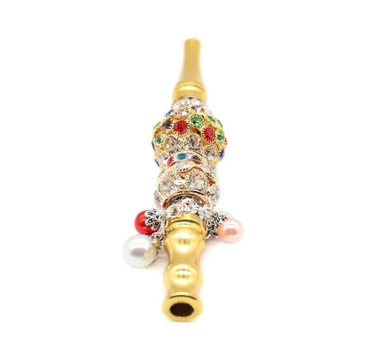 Gold Diamond Cigarette Holder Beaded Pipe