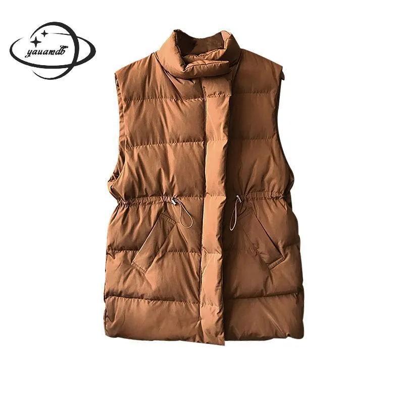 womens vests coats winter female Waistcoats clothing Turn-down Collar Zipper long style cotton ladies outerwear clothes h104