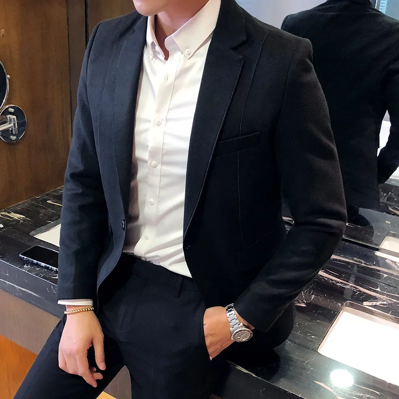 Blazer Homme Décontracté En Laine Mélangée - Automne/Hiver | Coupe Ajustée, 1 Bouton & Poches | Idéal Bureau, Soirée & Occasions Smart-Casual