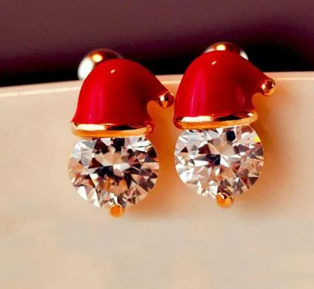 Brincos de Natal Papai Noel Studs embutidos com Zircon Para Mulheres Decorações de Natal Festa de Natal Feminino GB1370 Jóias