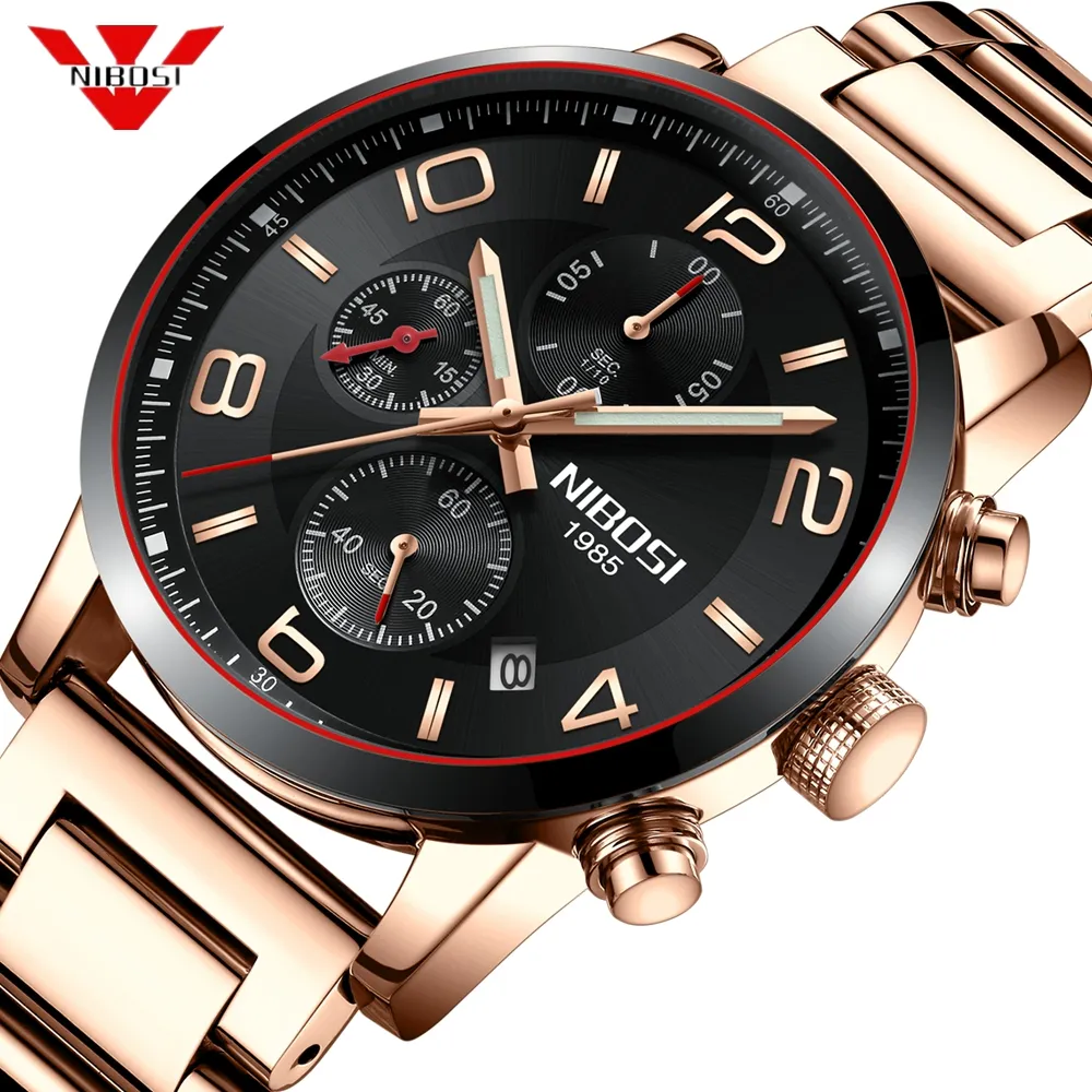 Nibosi Watch Men Men Luxury Men Men Grish Military Commity Clock Clock Man Man Sports Wast Watch Watch Relogio Masculino Wristwatch