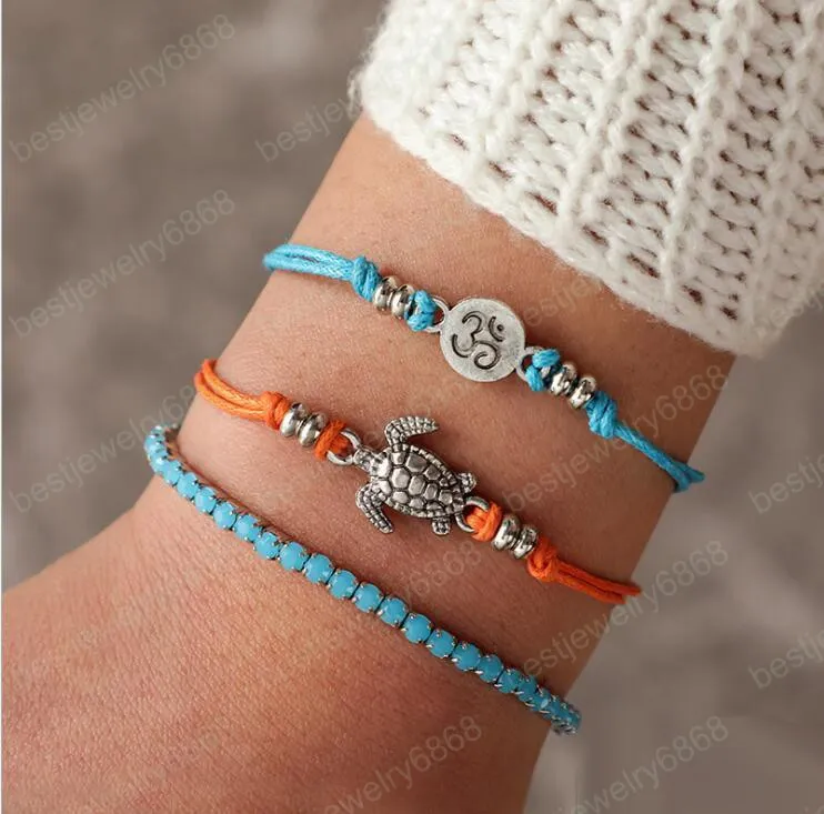 2019 Nieuwe Aankomst Europese en Amerikaanse Modieuze Tortoise Tri-Layer Foot Decoration Rune String Anklet Armband