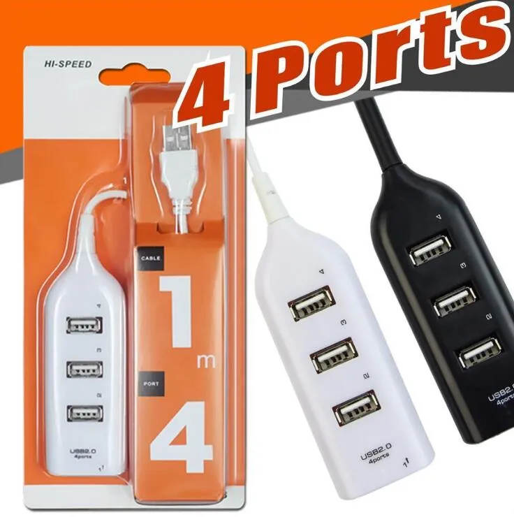 HUB USB de 4 puertos Mini HUB USB 2.0 de alta velocidad para computadora portátil PC Cable de 1 m 4 puertos hubs usb adaptador multipuerto con paquete