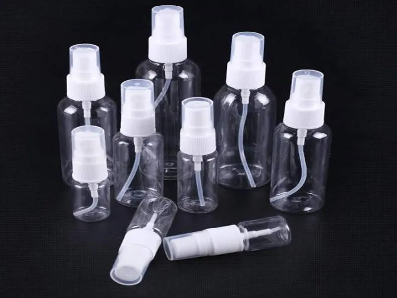 Bouteille de lotion vide en plastique Transparent, bouteilles de pulvérisation de désinfectant pour les mains, atomiseur de voyage, conteneurs cosmétiques rechargeables 30 50 100ml