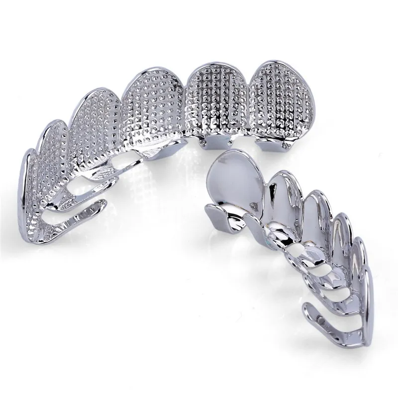 Nouveau 18K plaqué or véritable Punk Hip Hop dents Grillz bouche dentaire Fang Grills haut bas dent Cap Cosplay Party rappeur bijoux cadeaux 4895663