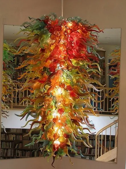 100٪ ناحية في مهب dale chihuly مورانو الثريا كبيرة البورسليكات الزجاج الفن قبة ضوء الثريات السقف عالية