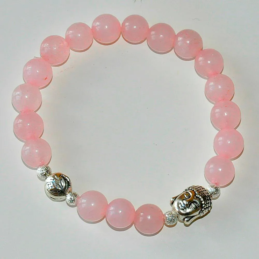 SN0225 women Rose Quartz Crystal natural Buddha Lotus healing power energy Bracelet chakra prayer Bead bracelet