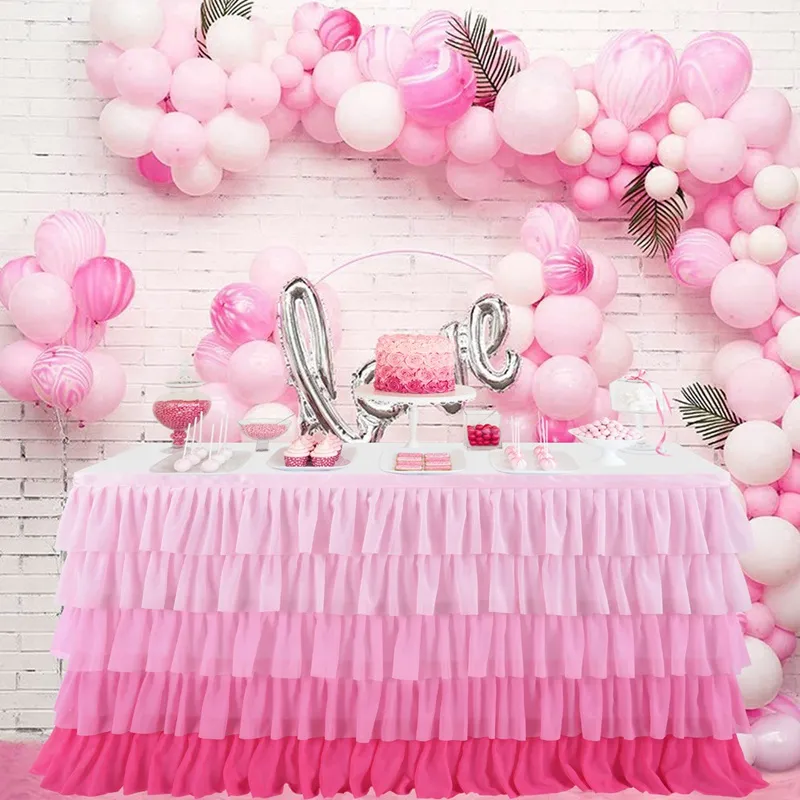 Jupe de Table en Tulle fête Tutu jupes de Table bébé douche faveurs Banquet mariage hôtel décoration maison Textile jupes de Table