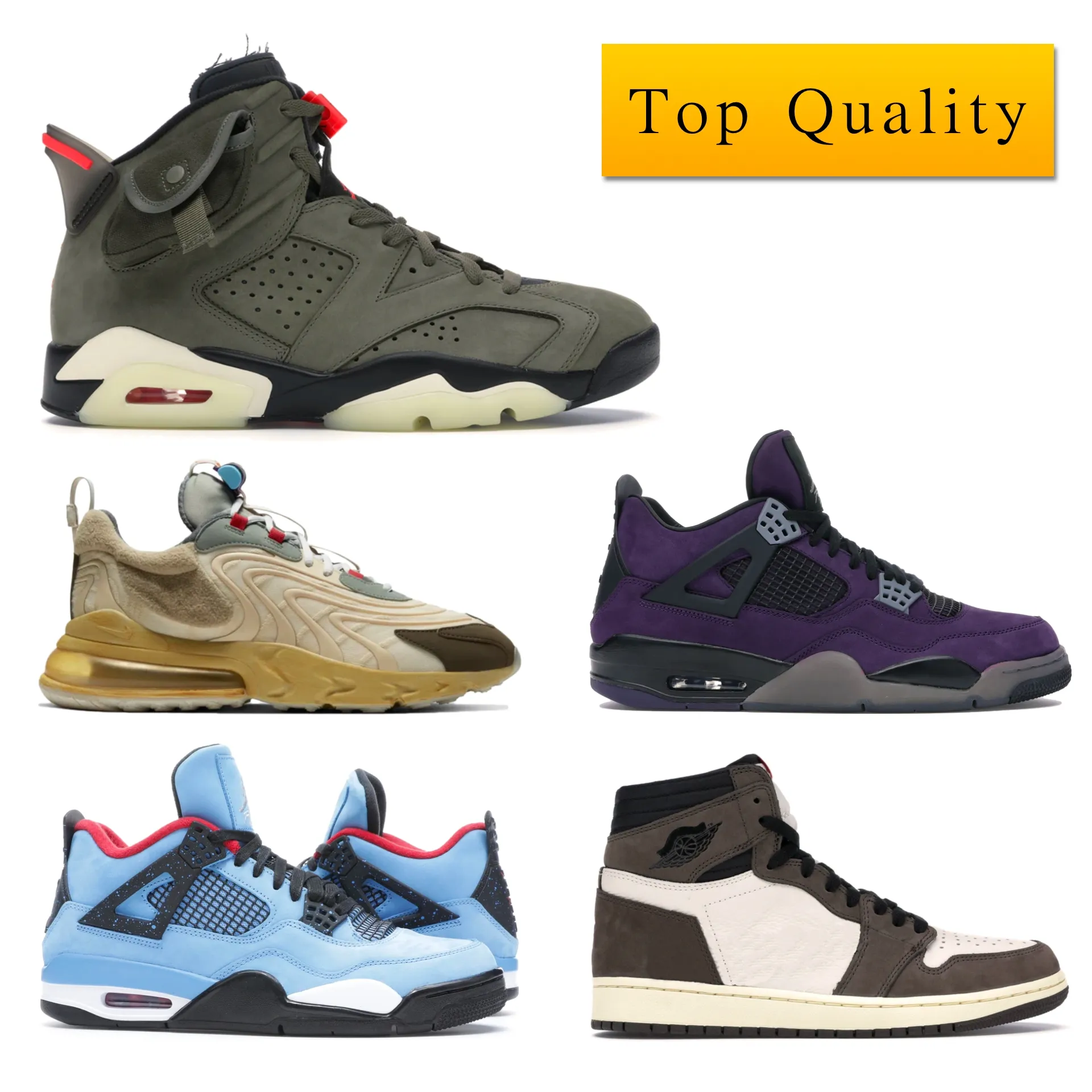 أعلى جودة مع Box J4 Retro Travis Scotts Cactus Jack Purple (الأصدقاء والعائلة) Man Sneaker 308497-406