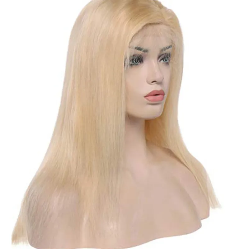 Brazilian 613# Blonde Lace Front Wigs Straight Human Hair Lace Front Light Color 613# Hair Wigs Middle Three Part 10-28inch S234U