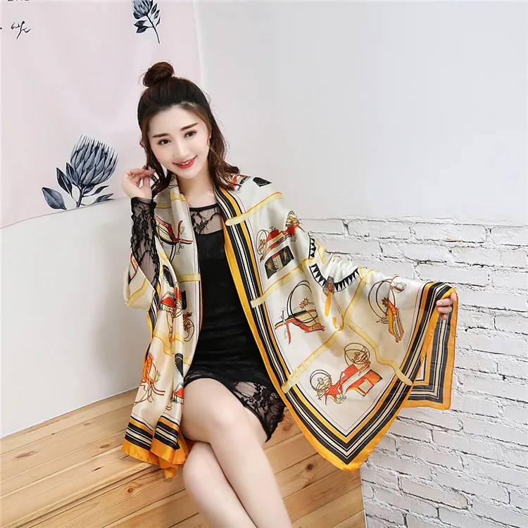 Fashion- New Designer womans brand Scarf High Quality 100% silk square thin Classic Printing design womans scarves for women H-0636B