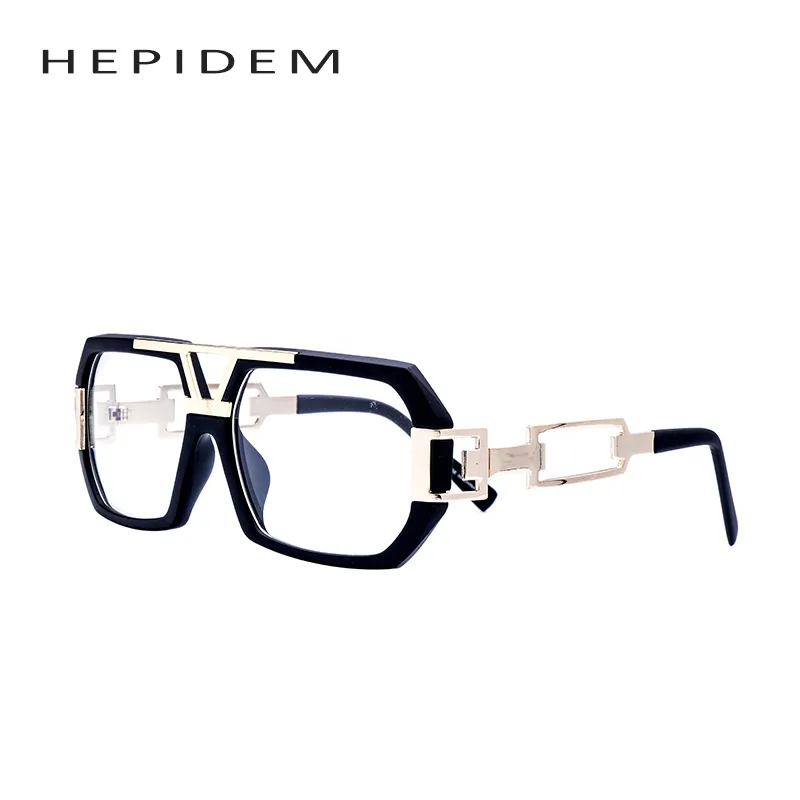 Vente en gros- Squared Men Big Frame Lunettes de vue Marque Designer Lunettes surdimensionnées Brad Pitt Spectacles avec boîte à lentilles transparentes