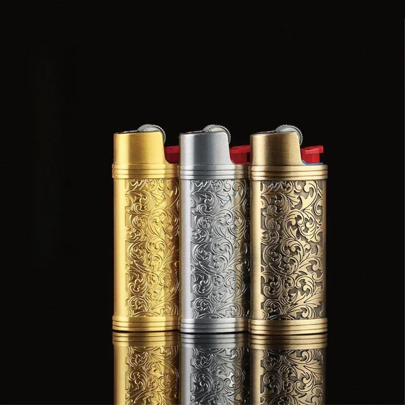 Plus de couleur métal briquet protection décoration étui Portable innovant tabac fumer tuyaux conception boîtier coque pour cigarette
