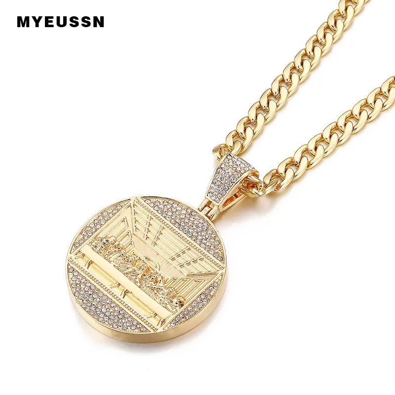 Last Supper Pendant Big Jesus Iced Out Bling Zircon Gold/Silver Charm Necklace Fashion For Men Father's Day Gift Hip Hop Jewelry V191129