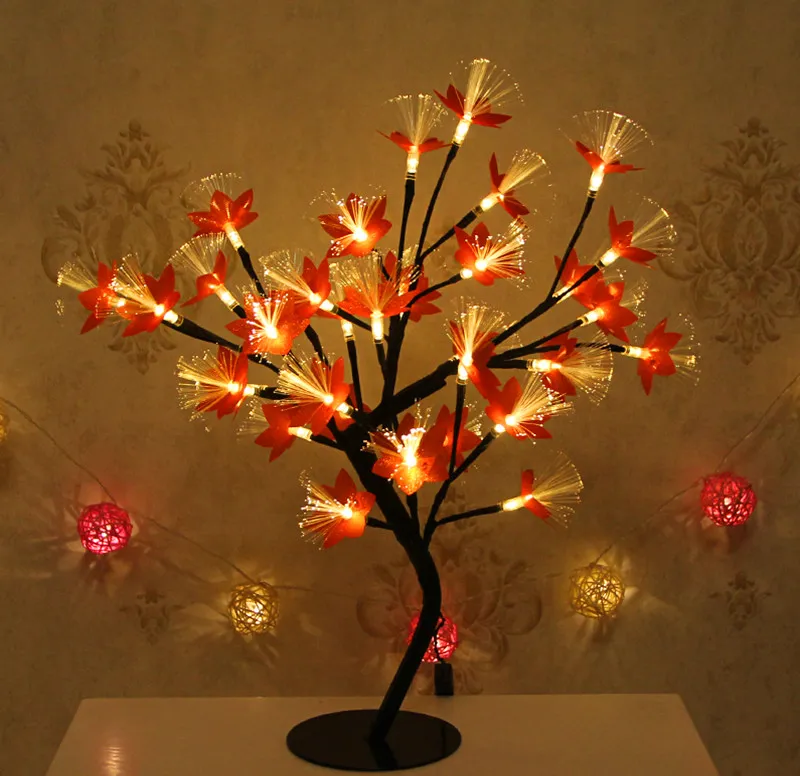 LED Fibra óptica flor decorativa lâmpada de mesa quente luzes de cabeceira de Natal luzes de presente piscando luzes de corda estrelas