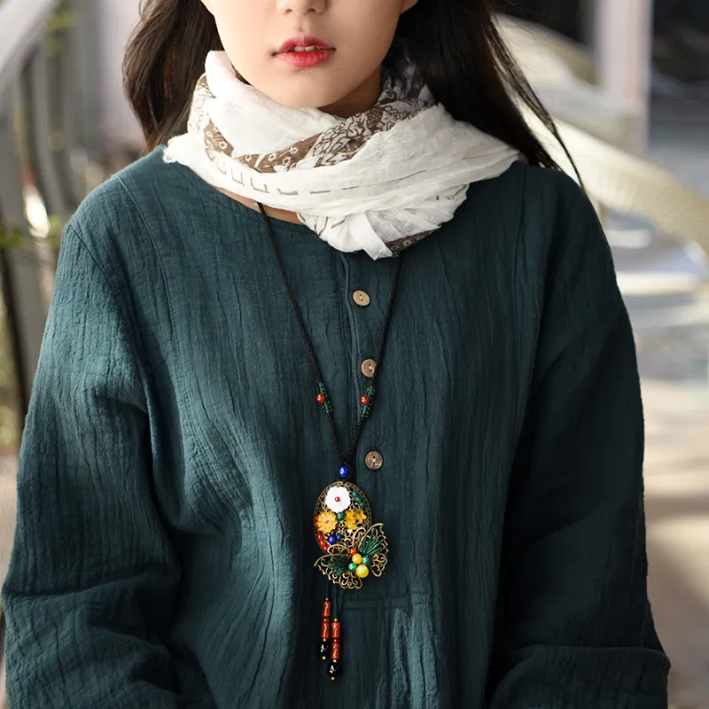 Cute sweter Naszyjnik dla kobiet Long Lina Łańcuch Brązowy Alloy Motyl Shell Flower Wisiorek Moda Biżuteria New Arrival