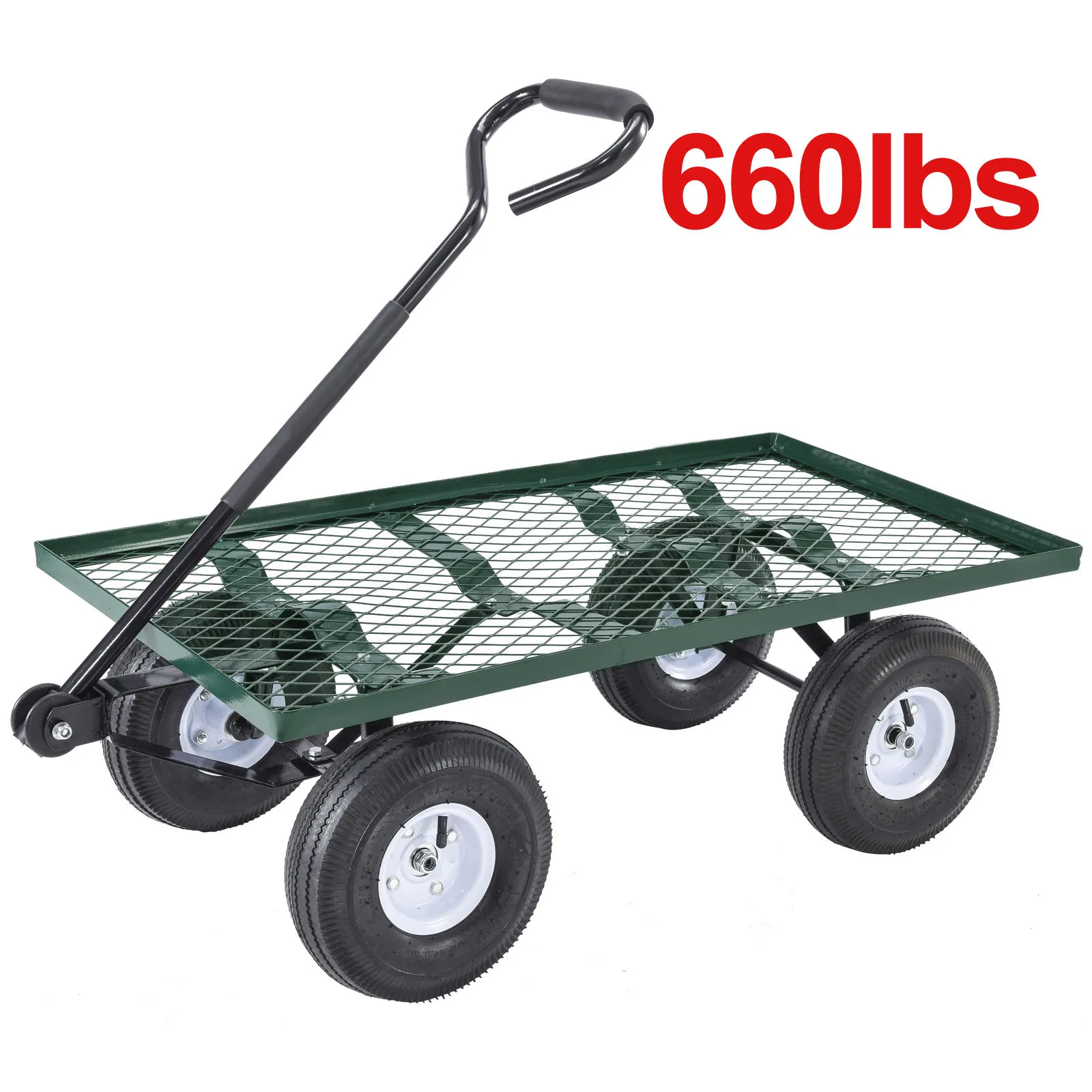 660LBS Heavy Duty Utility Garden Wagon Nursery Cart Wheelbarrow Steel