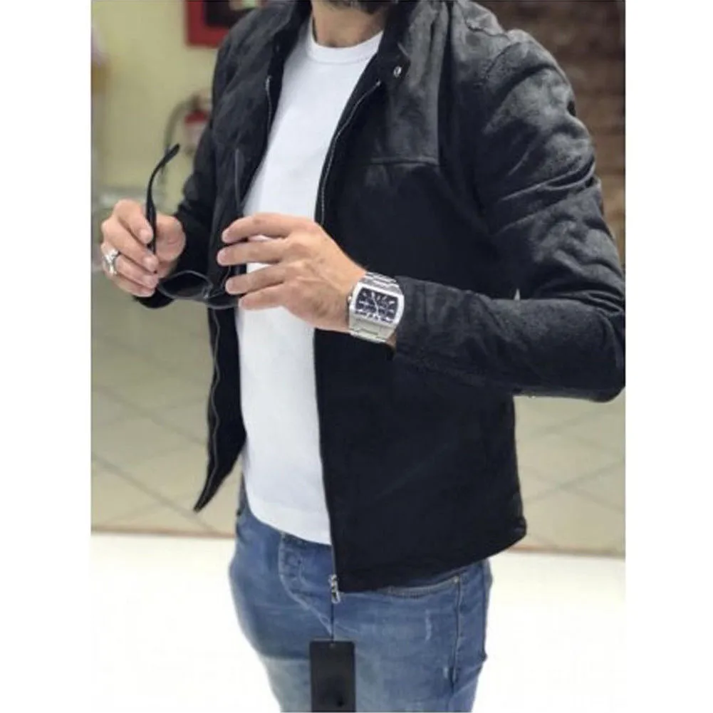 Drop Shipping New Winter Suede Coat Slim Fit Jackets Mens Casual Warm Outwear Jacket Men Solid Warm Pea Coat Size M 3XL 2 278 DHgate
