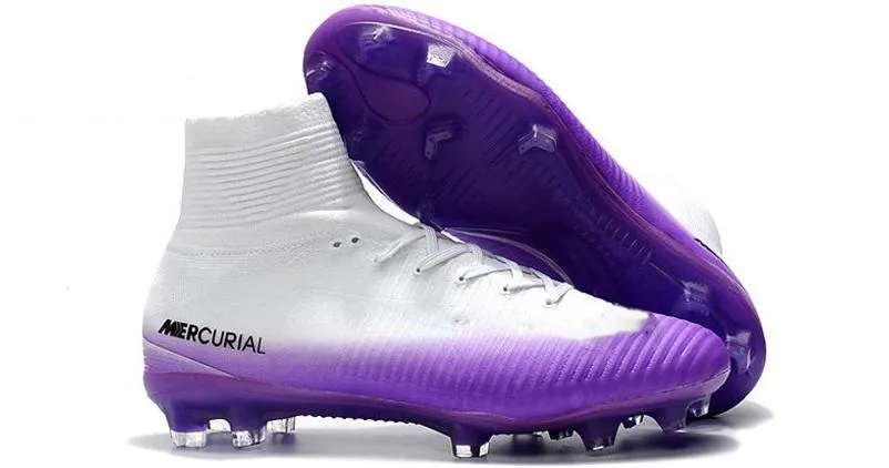 Blanc Violet Blanc Violet Football original Crampons Mercurial Superfly V SX Neymar Chaussures de soccer de qualit sup rieure Cristiano Ronaldo