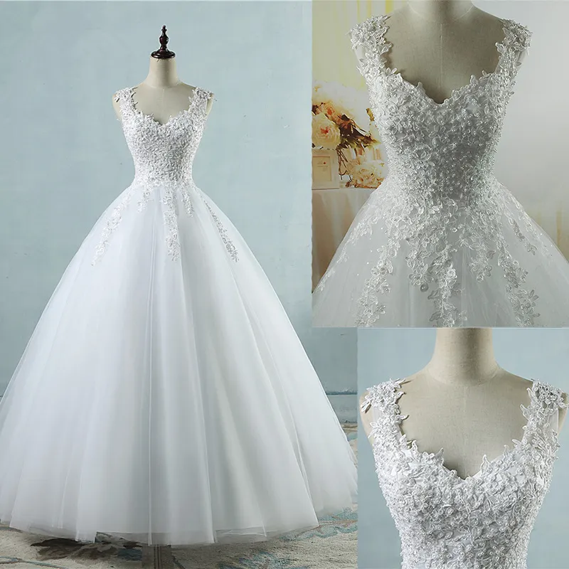 2019 Nouveau Sexy Dos Nu Appliques Perles Robe De Bal Robes De Mariée Avec Chérie À Lacets Plus La Taille Robes De Mariée Robe De Novia BW01