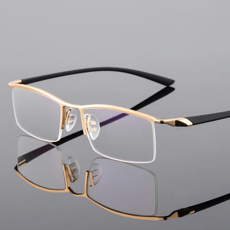 Rimless Eyeglasses Mens Half Rim Metal Frame Glasses For Men