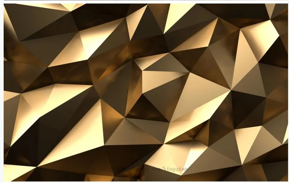 Обои 3D фрески для гостиной золотой низкий полигон абстрактные пространства 3d фон стены