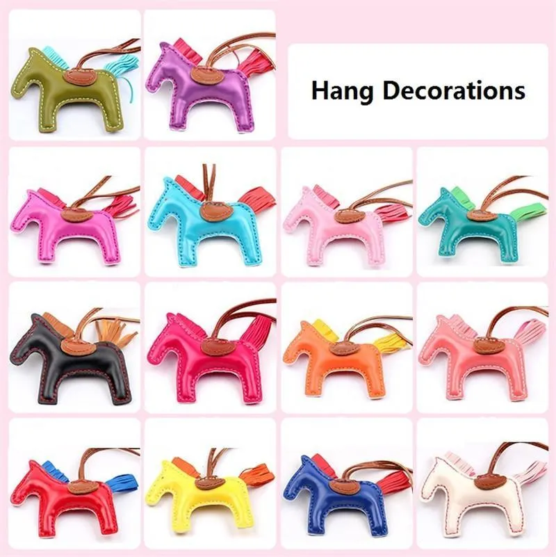 17 Colors Fashion Cute Women's Bag Pendant High-end Handmade PU Handbag Key Chains Tassel Rodeo Horse Bag Charm bag Accessories DHL Free