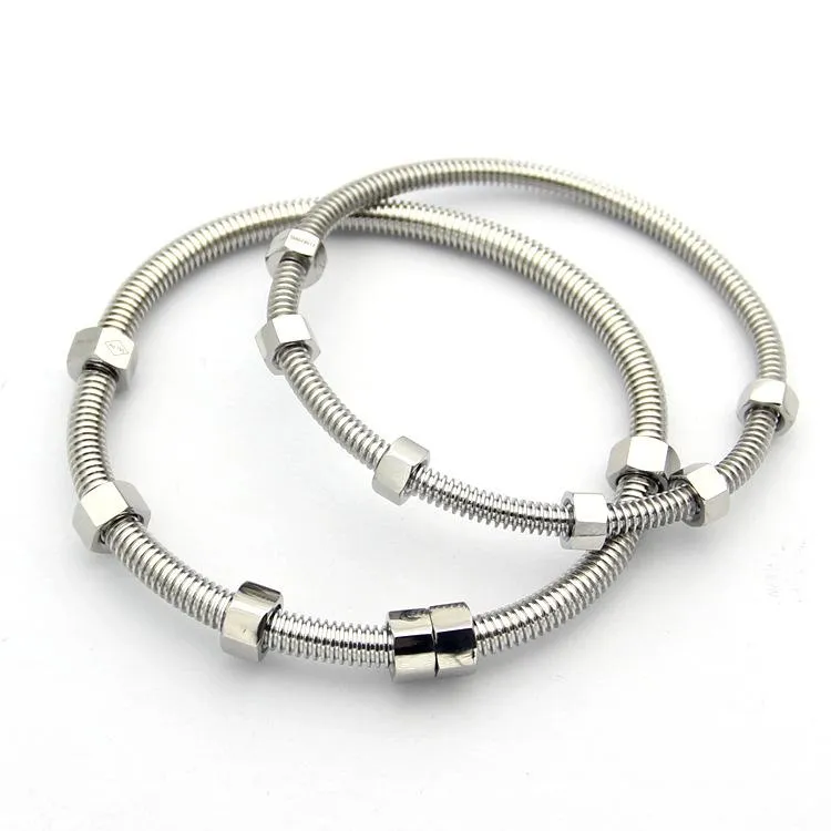 Titanium Steel Screw Love Bracelet Bangles Men With 6 Screw Thread Steel Rose Gold Charm Bracelets For Couple`s Jewelry