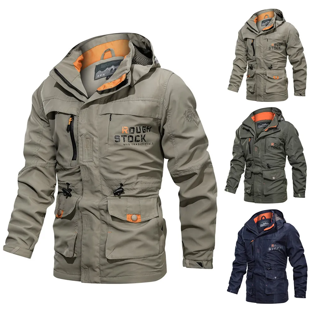 Männer Taktische Jacken Herbst Winter Quick Dry Military Stil Armee Mantel Männlichen Multi Taschen Kapuze Windjacke Wasserdichte Jacke