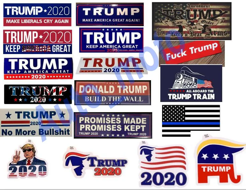 18 Soorten Nieuwe Stijlen Trump 2020 Auto Stickers 7.6 * 22.9 cm Bumpersticker Vlag Houd Make America Great Decal voor Auto Styling Voertuig Paster DHL